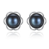 High-end hemp colored freshwater pearl S925 sterling silver earrings-FE0098